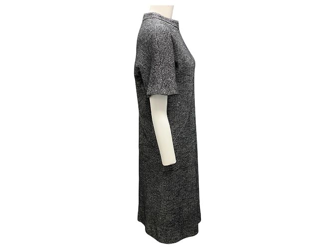 Vestido de tweed negro / blanco de manga corta de Tomas Maier - vista 2