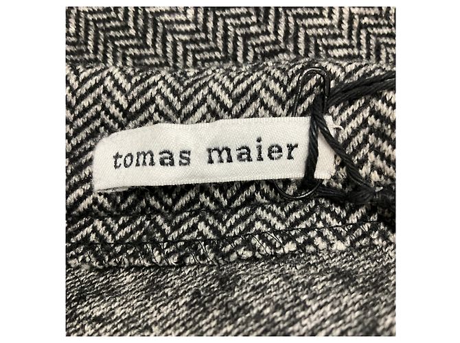 Vestido de tweed negro / blanco de manga corta de Tomas Maier - vista 4
