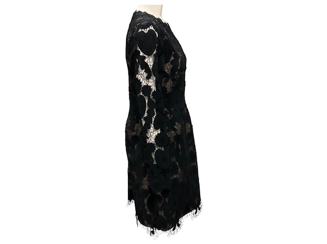 Schwarzes langärmliges Nahtkleid von Lela Rose - Ansicht 2