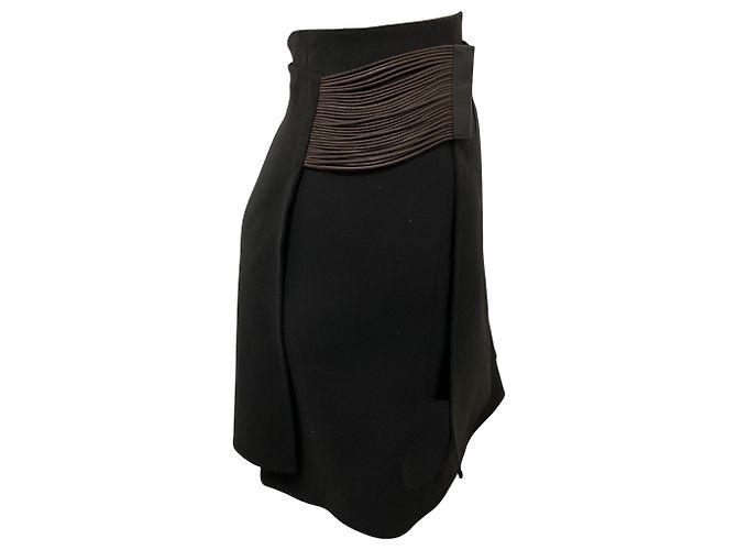 Falda de lana en capas marrón oscuro Akris Castaño - vista 2