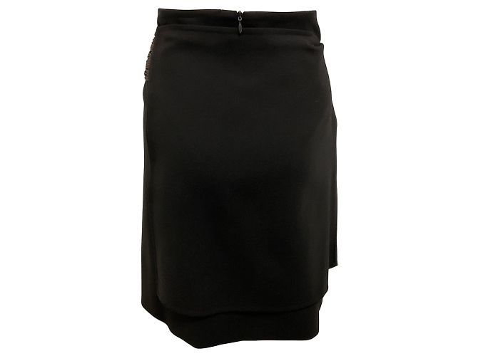 Falda de lana en capas marrón oscuro Akris Castaño - vista 3