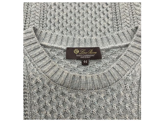 Loro Piana Teal Baby Cashmere Kabelstrickpullover Blau - Ansicht 4