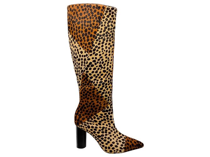 Botas Jerri de pelo de potro hasta la rodilla en leopardo umber de Ulla Johnson Castaño - vista 2