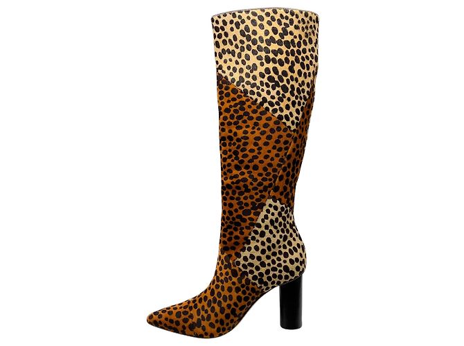 Botas Jerri de pelo de potro hasta la rodilla en leopardo umber de Ulla Johnson Castaño - vista 3