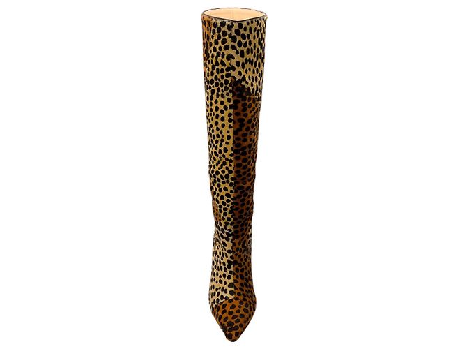 Botas Jerri de pelo de potro hasta la rodilla en leopardo umber de Ulla Johnson Castaño - vista 4