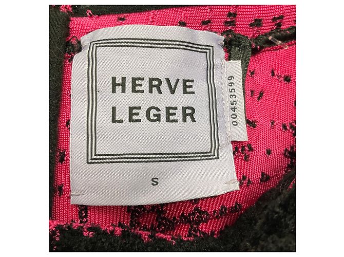 Schulterfreies Chenille-Kleid in Schwarz / Fuchsia von Herve Leger - Ansicht 4