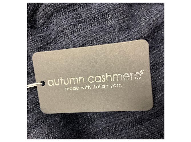 Autre Marque Herbst Cashmere Marine Hybrid-Ripp-Cape-Pullover Marineblau - Ansicht 5