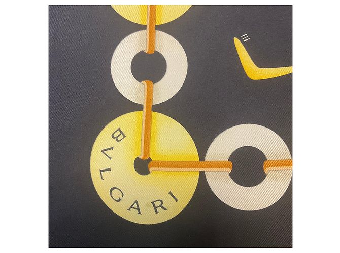 Bulgari Sciarpa in twill di seta nera / gialla Bvlgari Nero - vista 6