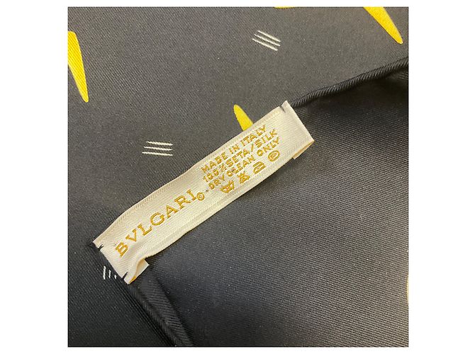 Bulgari Sciarpa in twill di seta nera / gialla Bvlgari Nero - vista 8