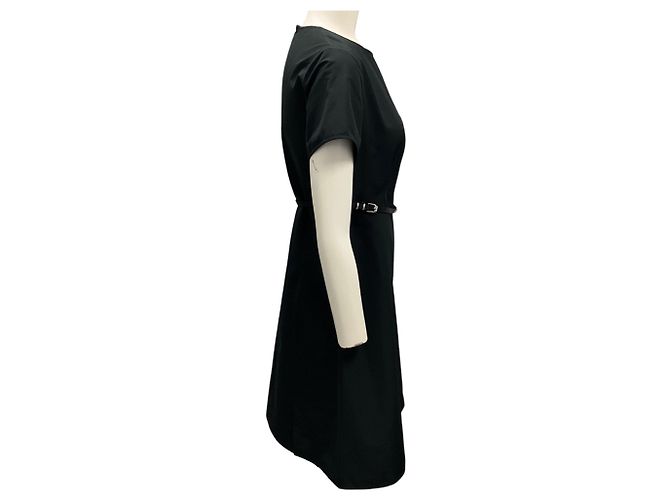 Vestido midi preto Voyou de manga curta com cinto da Givenchy - vista 2
