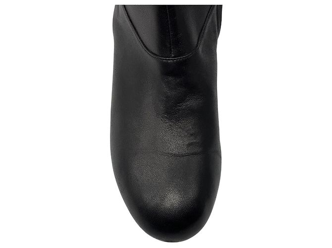 Autre Marque Botas Planas de Cuero Negras Altas Sarah Flint Negro - vista 5