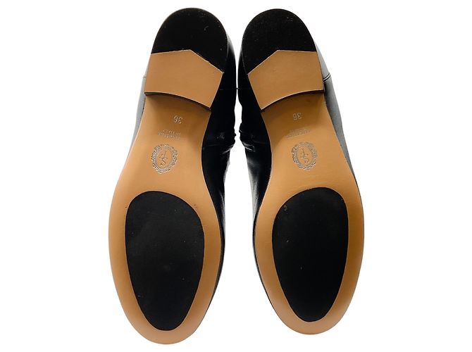 Autre Marque Botas Planas de Cuero Negras Altas Sarah Flint Negro - vista 7