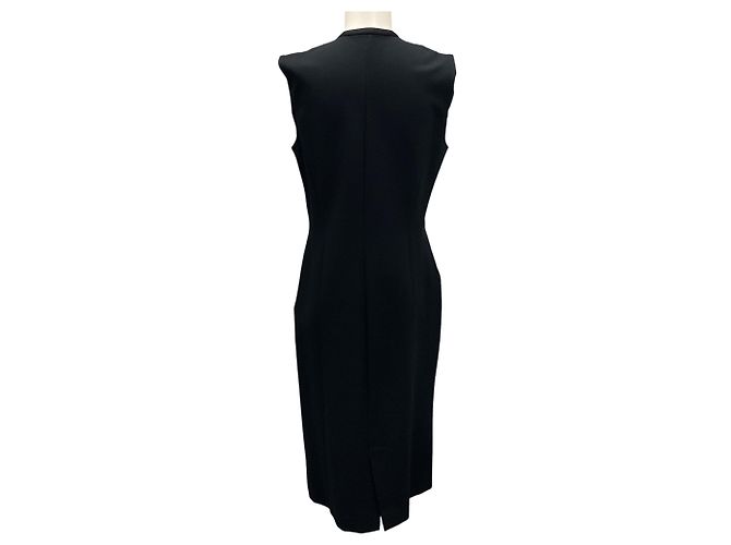 Abito da Cocktail Nero Senza Maniche V-Neck Jersey Les Copains - vista 3