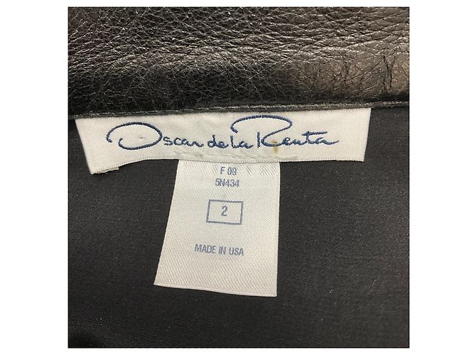 Saia de couro e camurça preta com faixas Oscar de la Renta Preto - vista 4