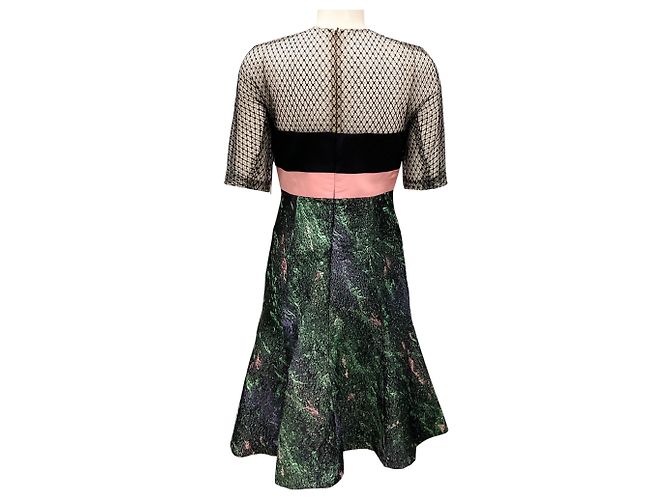 Autre Marque Teal Multi-Spitzen- und Jacquard-Cocktailkleid von J. Mendel Mehrfarben - Ansicht 3