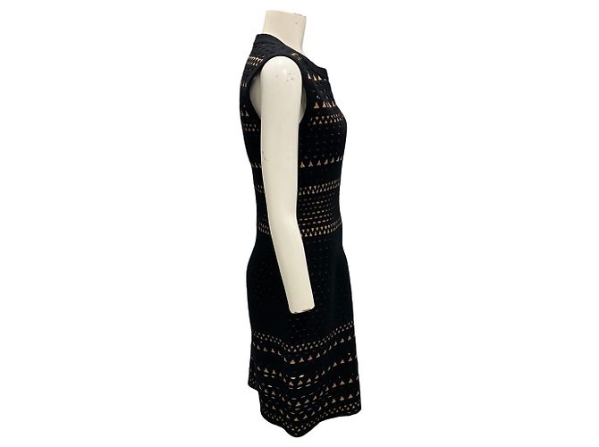 Alaïa Ärmelloses Strick-Cocktailkleid Alaia schwarz / nude - Ansicht 2