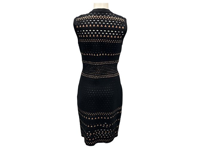 Alaïa Ärmelloses Strick-Cocktailkleid Alaia schwarz / nude - Ansicht 3