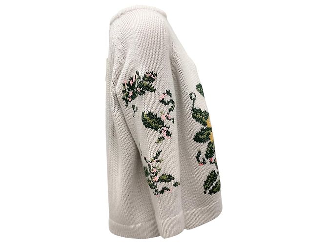Leichtgrauer mehrfarbiger Blumen-Pullover aus Kaschmir von Lamberto Losani - Ansicht 2