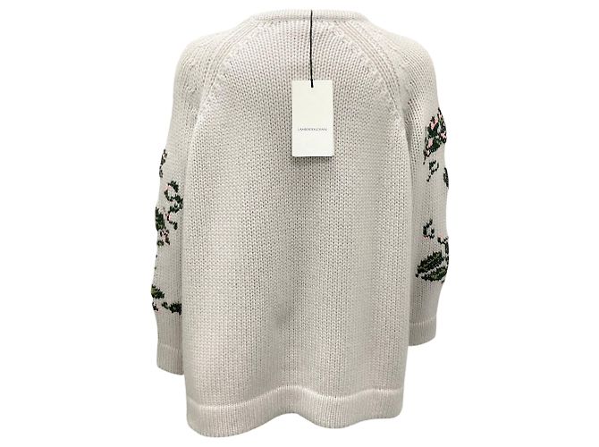 Leichtgrauer mehrfarbiger Blumen-Pullover aus Kaschmir von Lamberto Losani - Ansicht 3