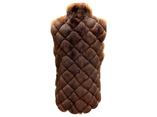 Chaleco de piel de sable marrón Michael Kors Castaño - vista 3