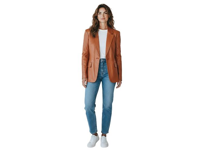 Autre Marque Cognac-Lammlederjacke Lafayette 148 New York Braun - Ansicht 6