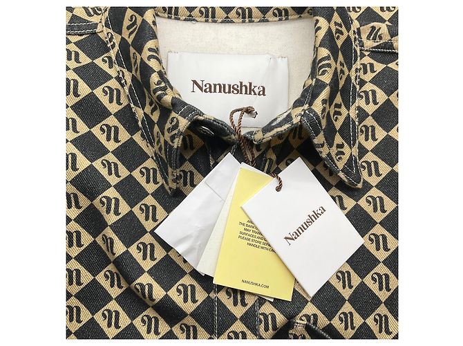 Chaqueta Aarna de denim negro / marrón de Nanushka - vista 4