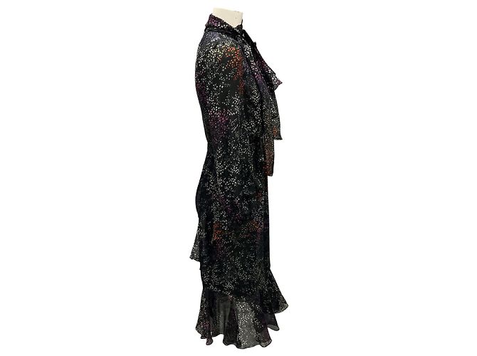 Marc by Marc Jacobs Co Black Multi Fall Winter Printed Silk Chiffon Dress - view 2