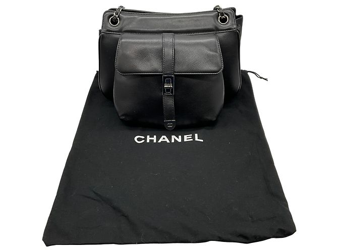 Borsa a Spalla Mademoiselle Lock in Pelle Nera Chanel 2003 Nero - vista 8