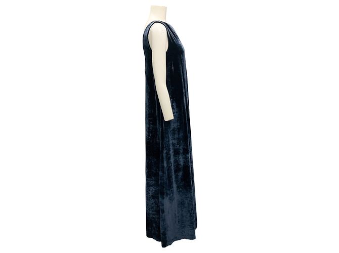 Maxikleid aus Samt mit Monili-Perlenverzierung Peserico Navy Marineblau - Ansicht 2