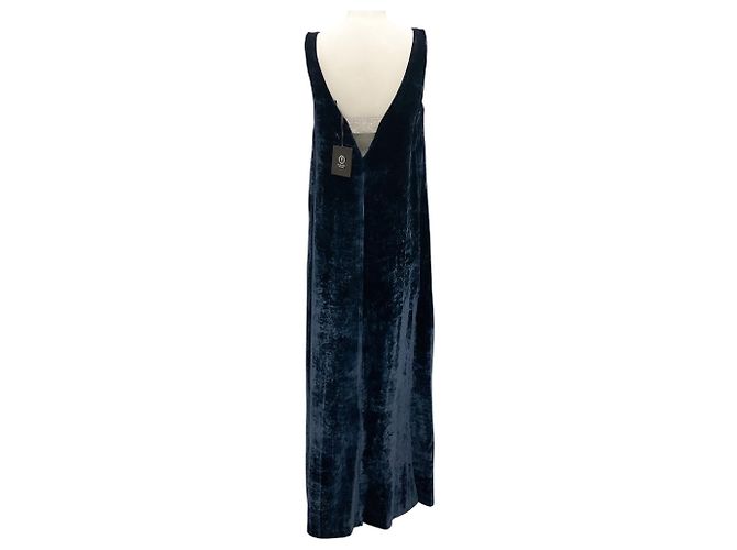 Maxikleid aus Samt mit Monili-Perlenverzierung Peserico Navy Marineblau - Ansicht 3