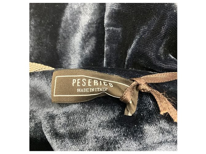 Maxikleid aus Samt mit Monili-Perlenverzierung Peserico Navy Marineblau - Ansicht 4