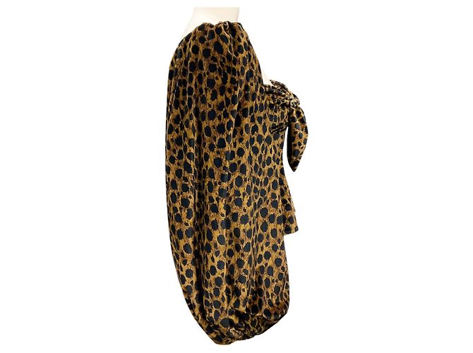 Top de terciopelo con estampado de leopardo marrón The Attico Castaño - vista 2