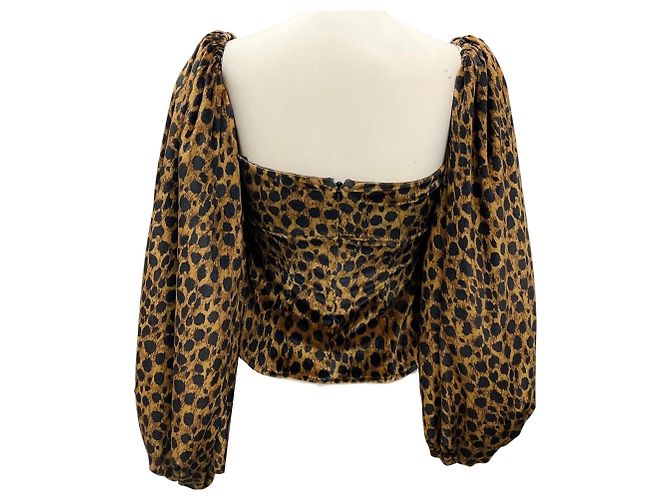 Top de terciopelo con estampado de leopardo marrón The Attico Castaño - vista 3