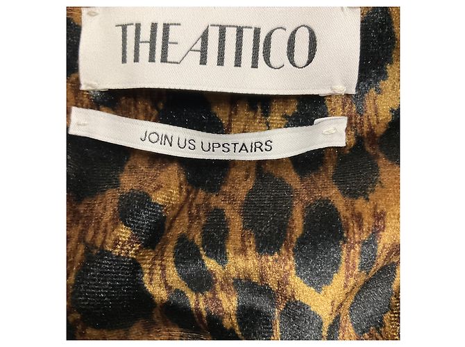 Top de terciopelo con estampado de leopardo marrón The Attico Castaño - vista 5