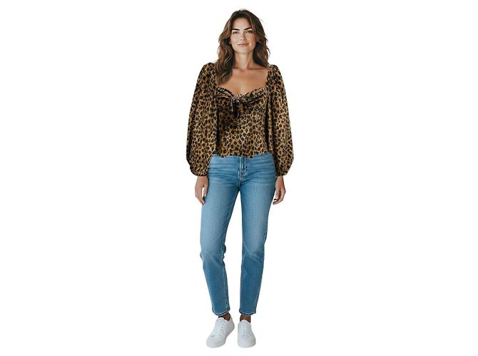 Top de terciopelo con estampado de leopardo marrón The Attico Castaño - vista 6