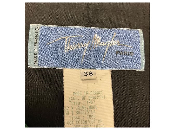 Completo giacca e gonna in seta verde vintage Thierry Mugler - vista 4