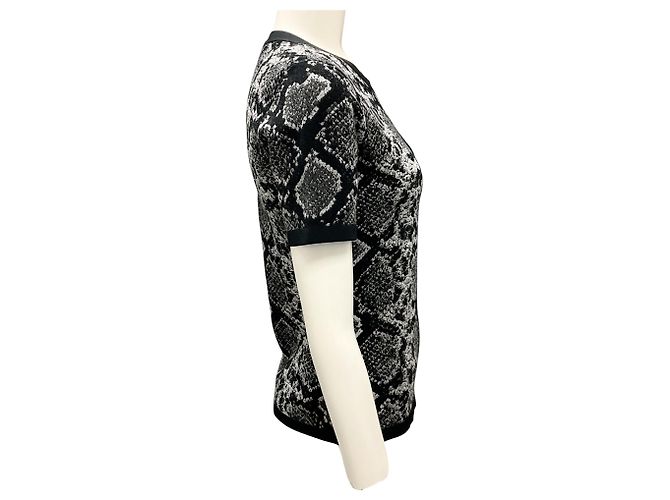 Michael Kors Collection Banker Melange Python Jacquard Stretch Viscose Short Sleeve Sweater - view 2