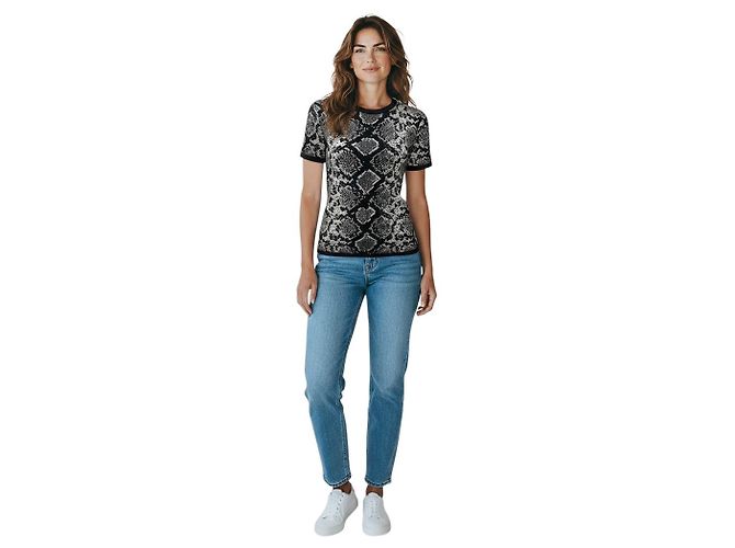 Michael Kors Collection Banker Melange Python Jacquard Stretch Viscose Short Sleeve Sweater - view 5