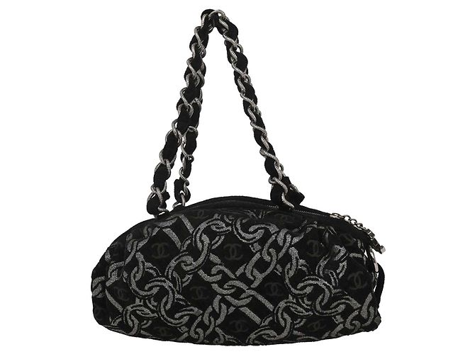Chanel Vintage Zip Bowler Printed Jacquard Large Nero - vista 2