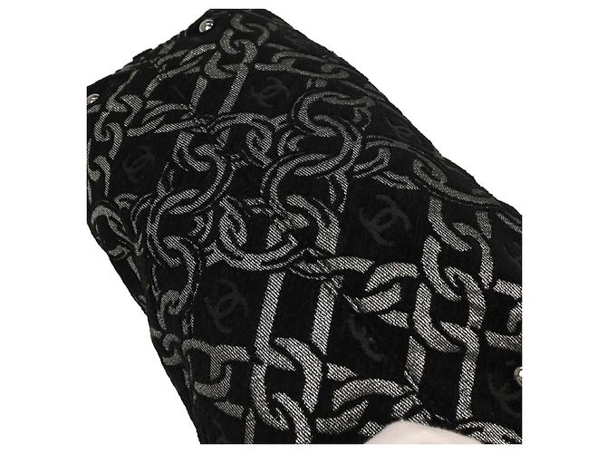 Chanel Vintage Zip Bowler Printed Jacquard Large Nero - vista 7