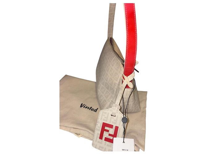 Zucchino Borsa a spalla Fendi Zucca beige rosa e grigio - vista 4