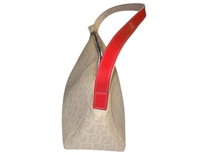 Zucchino Borsa a spalla Fendi Zucca beige rosa e grigio - vista 5