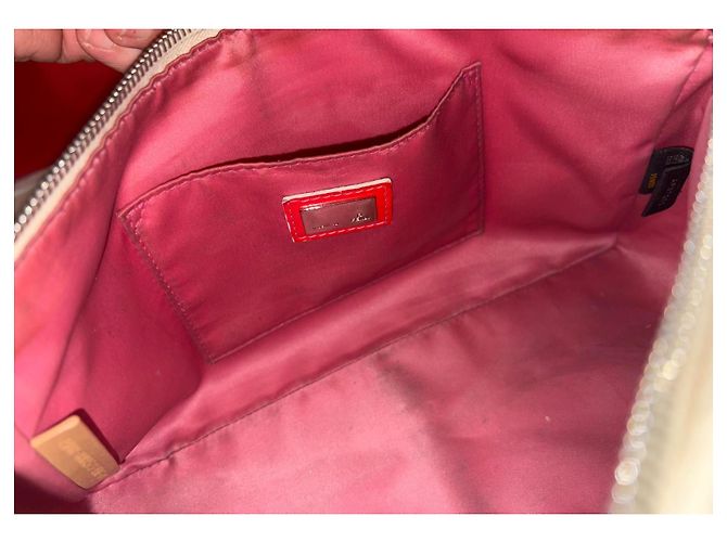 Zucchino Borsa a spalla Fendi Zucca beige rosa e grigio - vista 7