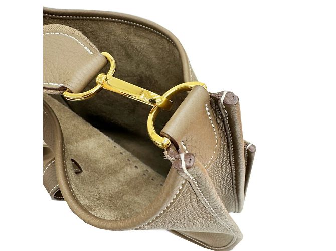 Borsa a Spalla Hermès Evelyn 3 PM in Grigio Etoupe Taupe - vista 11