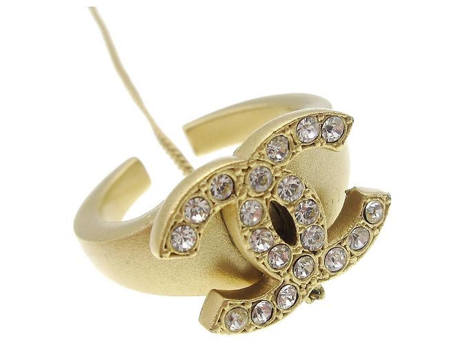 Chanel Logo Armreif mit Kette CC Metall mit Kristall Golden - Ansicht 3