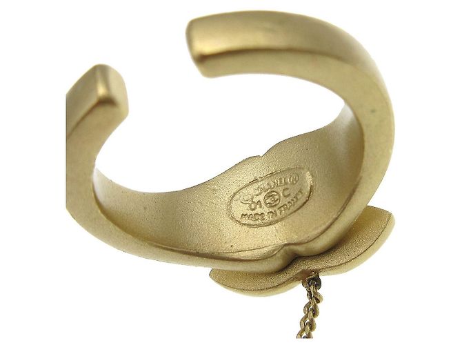 Chanel Logo Armreif mit Kette CC Metall mit Kristall Golden - Ansicht 4