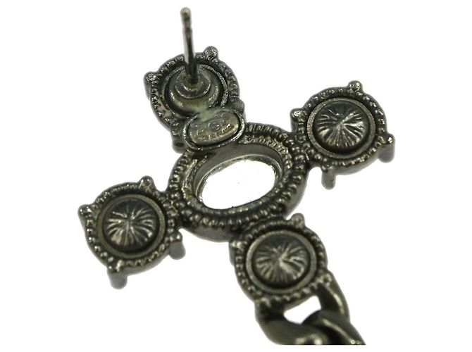Orecchini pendenti Chanel CC in metallo con cristalli Argento - vista 4