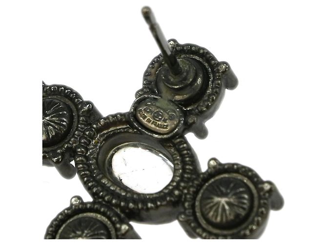 Orecchini pendenti Chanel CC in metallo con cristalli Argento - vista 5