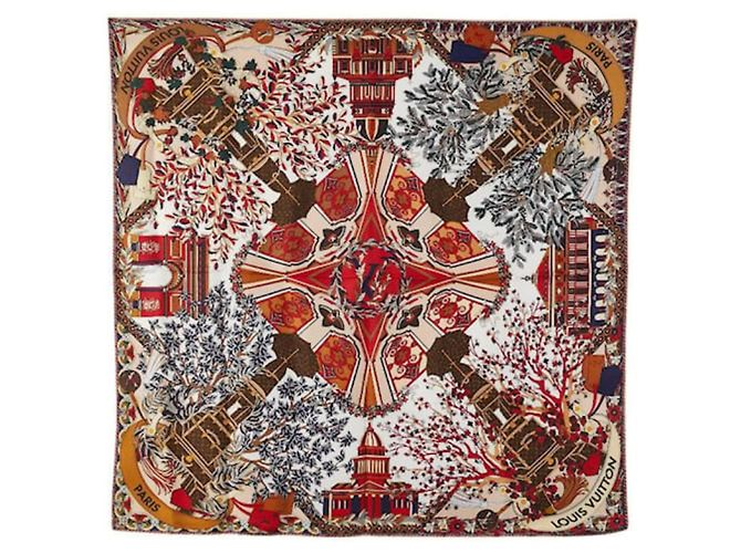 LOUIS VUITTON Quadrato LV Le Tour Paris seta 90 nuovo RARO Multicolore - vista 2