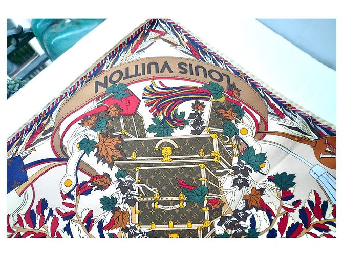 LOUIS VUITTON Quadrato LV Le Tour Paris seta 90 nuovo RARO Multicolore - vista 4